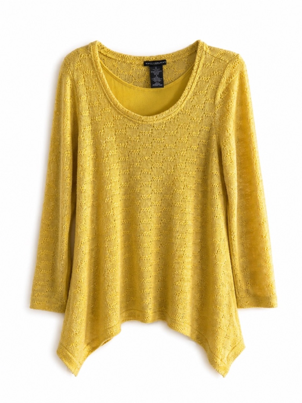 Grace Elements Women Open-Knit Long Sleeve Tunic Sweater Medium Yellow